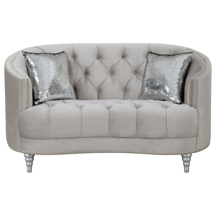 Coaster Avonlea Sloped Arm Tufted Loveseat Grey Default Title