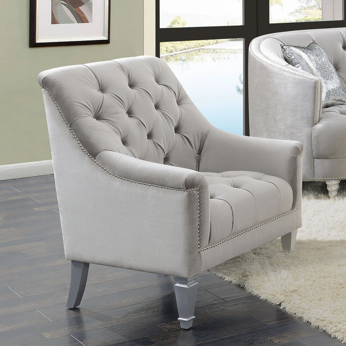 Coaster Avonlea Sloped Arm Tufted Chair Grey Default Title