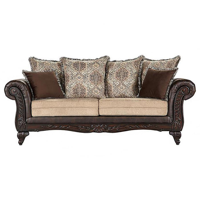 Elmbrook Upholstered Rolled Arm Sofa Set Brown