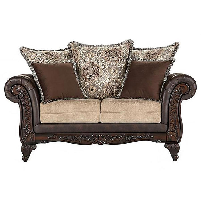 Elmbrook Upholstered Rolled Arm Sofa Set Brown