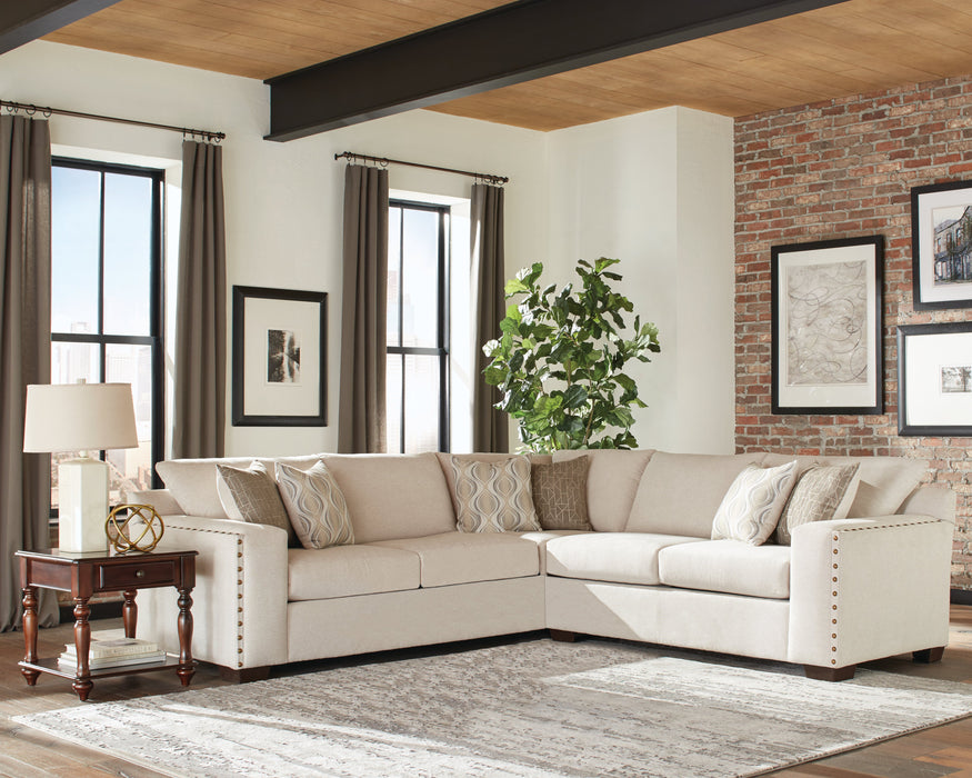 Coaster Aria L-shaped Sectional with Nailhead Oatmeal Default Title