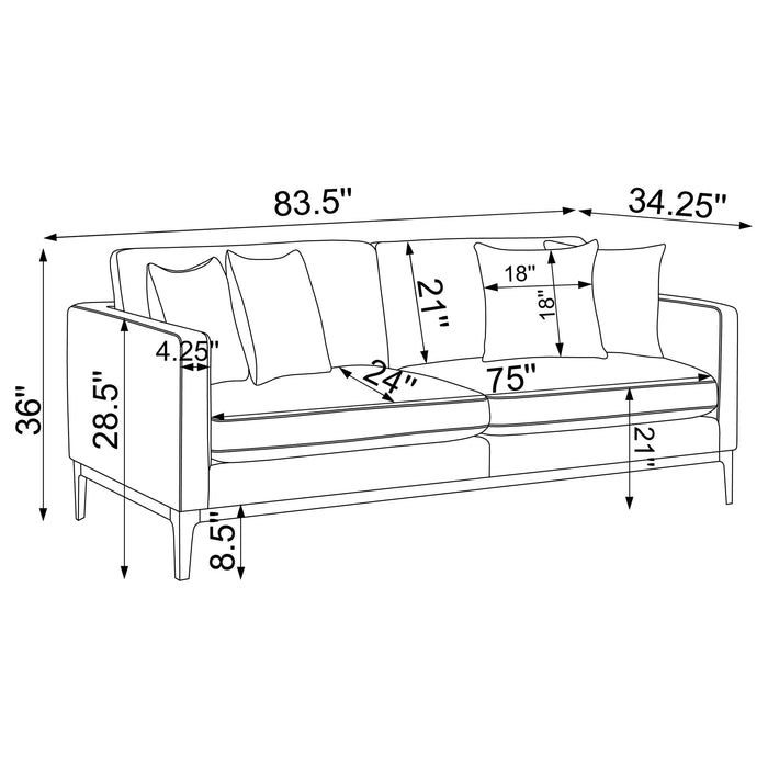 Coaster Apperson 2-piece Living Room Set Grey Sofa+Loveseat+Armchair