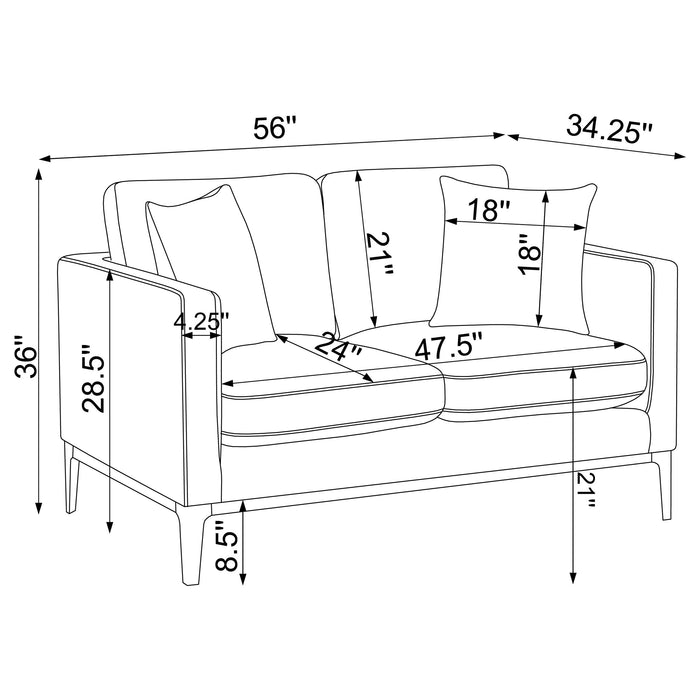 Coaster Apperson 2-piece Living Room Set Grey Sofa+Loveseat+Armchair