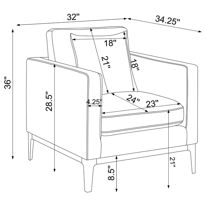 Coaster Apperson Cushioned Back Arm Chair Light Grey Default Title