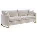 Coaster Corliss 2-piece Arched Arms Living Room Set Beige and Rose Brass Sofa+Loveseat+Armchair