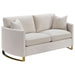 Coaster Corliss 2-piece Arched Arms Living Room Set Beige and Rose Brass Sofa+Loveseat+Armchair