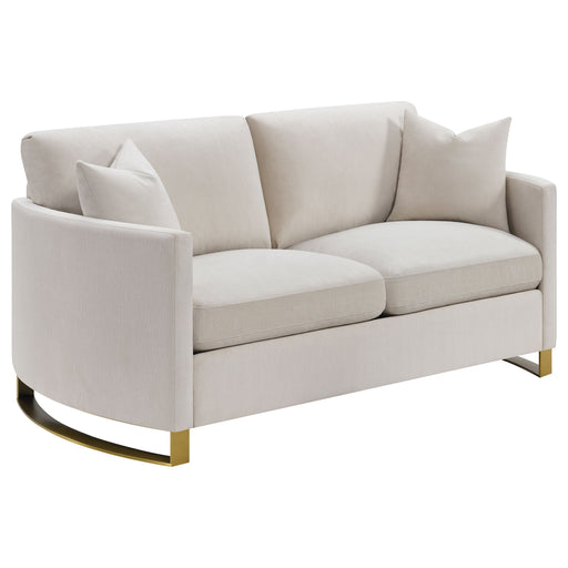 Coaster Corliss Upholstered Arched Arms Loveseat Beige Default Title