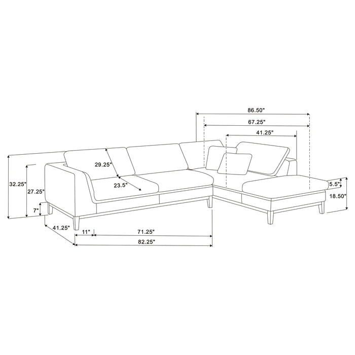 Coaster Persia 2-piece Modular Sectional Grey Default Title