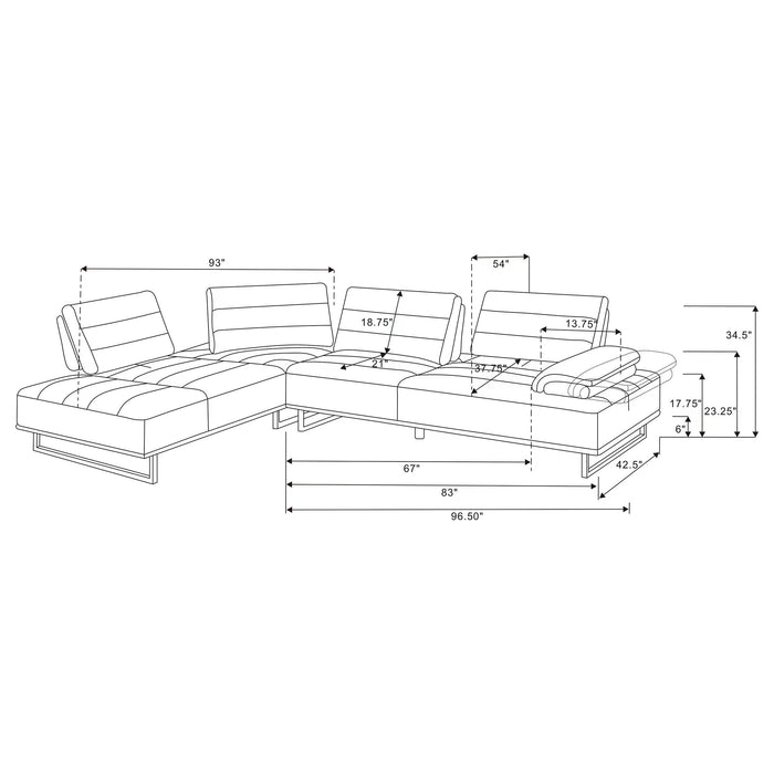 Coaster Arden 2-piece Adjustable Back Sectional Taupe Default Title