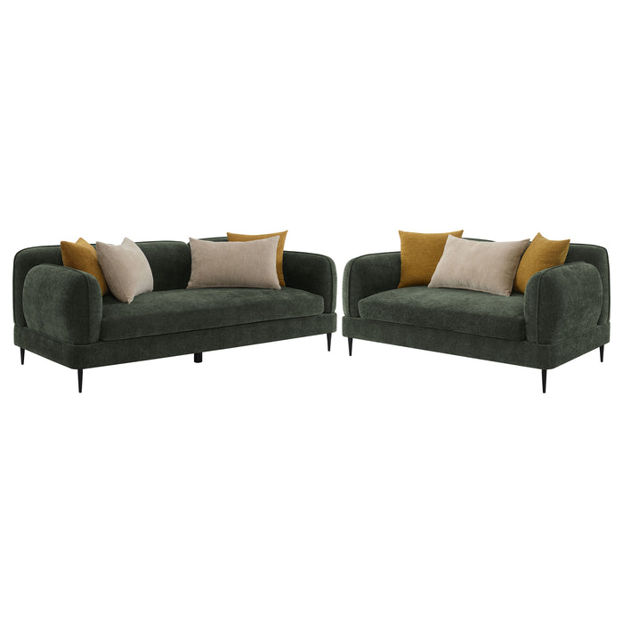 Jade 2-piece Chenille Upholstered Sofa Set Green