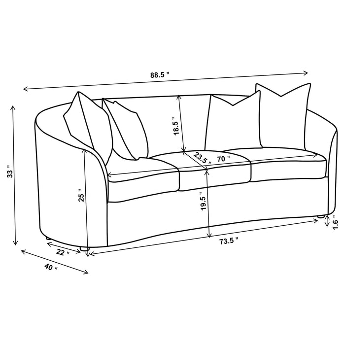 Coaster Rainn 2-piece Upholstered Tight Back Living Room Set Latte Sofa+Loveseat+Armchair