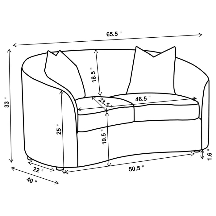 Coaster Rainn 2-piece Upholstered Tight Back Living Room Set Latte Sofa+Loveseat+Armchair