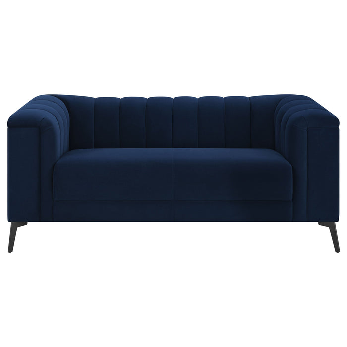 Coaster Chalet Tuxedo Arm Loveseat Blue Default Title