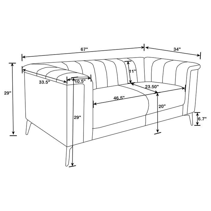 Coaster Chalet Tuxedo Arm Loveseat Blue Default Title