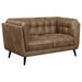 Coaster Thatcher 2-piece Upholstered Button Tufted Living Room Set Brown