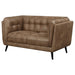 Coaster Thatcher Upholstered Button Tufted Loveseat Brown Default Title