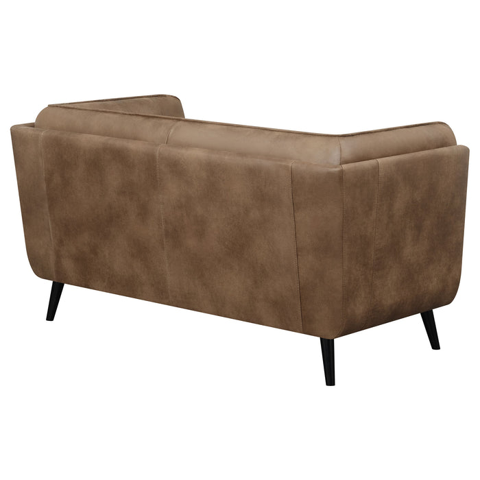 Coaster Thatcher Upholstered Button Tufted Loveseat Brown Default Title