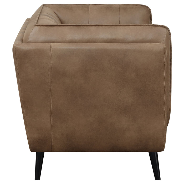 Coaster Thatcher Upholstered Button Tufted Loveseat Brown Default Title