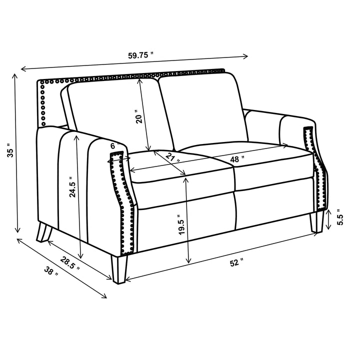 Coaster Leaton 2-piece Recessed Arms Living Room Set Brown Sugar Sofa+Loveseat+Armchair