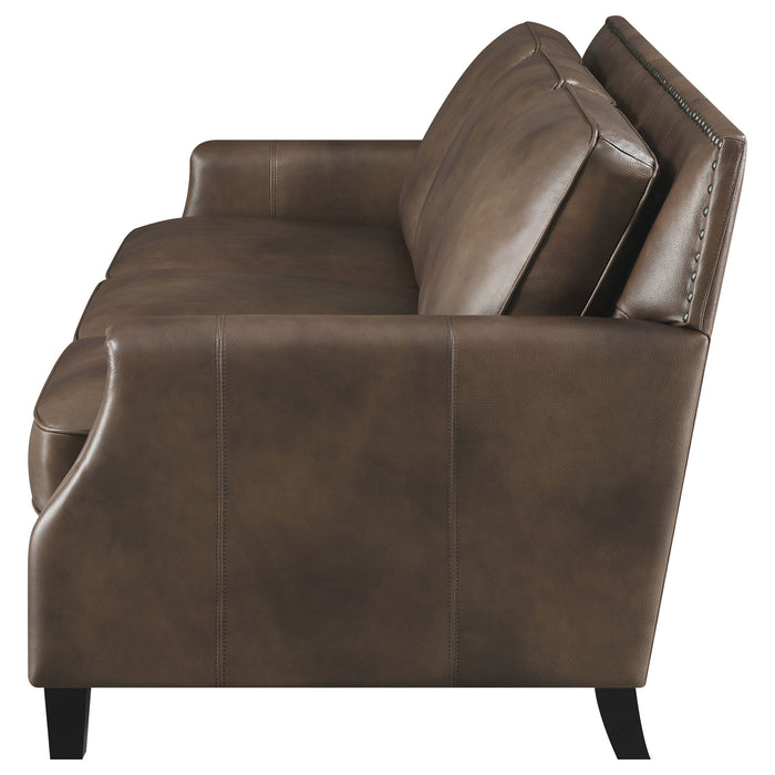 Coaster Leaton Upholstered Recessed Arms Sofa Brown Sugar Default Title