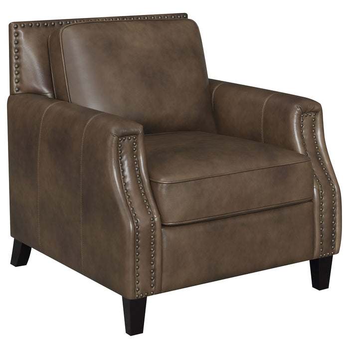 Coaster Leaton Upholstered Recessed Arm Chair Brown Sugar Default Title