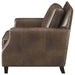 Coaster Leaton Upholstered Recessed Arm Chair Brown Sugar Default Title