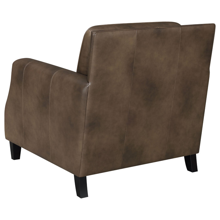 Coaster Leaton Upholstered Recessed Arm Chair Brown Sugar Default Title