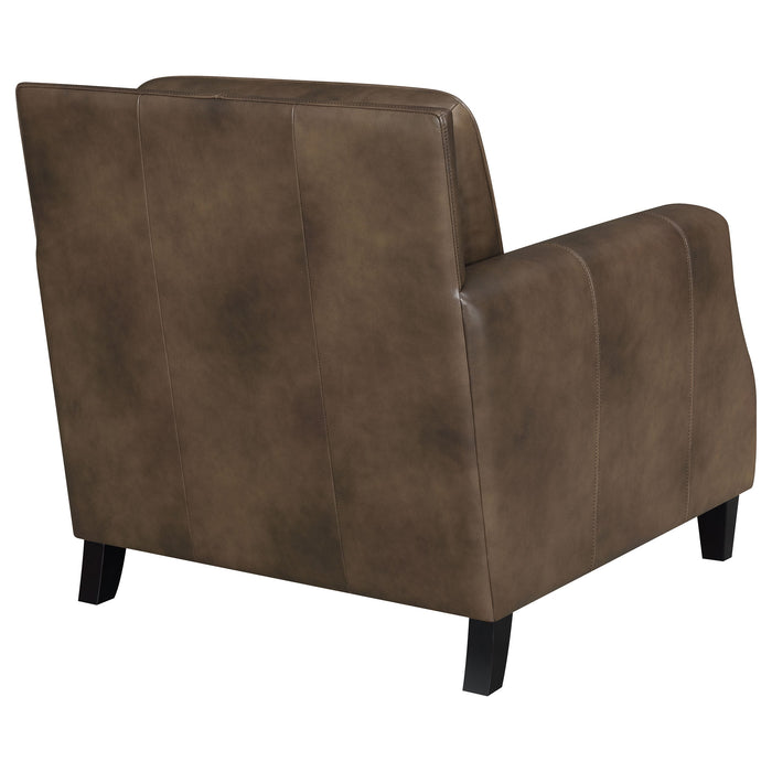 Coaster Leaton Upholstered Recessed Arm Chair Brown Sugar Default Title