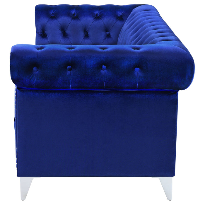 Coaster Bleker Tufted Tuxedo Arm Sofa Blue Default Title