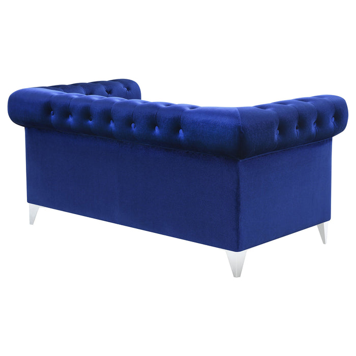 Coaster Bleker Tufted Tuxedo Arm Loveseat Blue Default Title