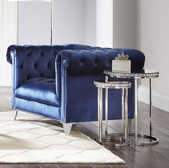 Coaster Bleker Tufted Tuxedo Arm Chair Blue Default Title