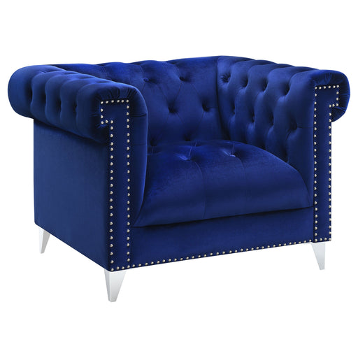 Coaster Bleker Tufted Tuxedo Arm Chair Blue Default Title