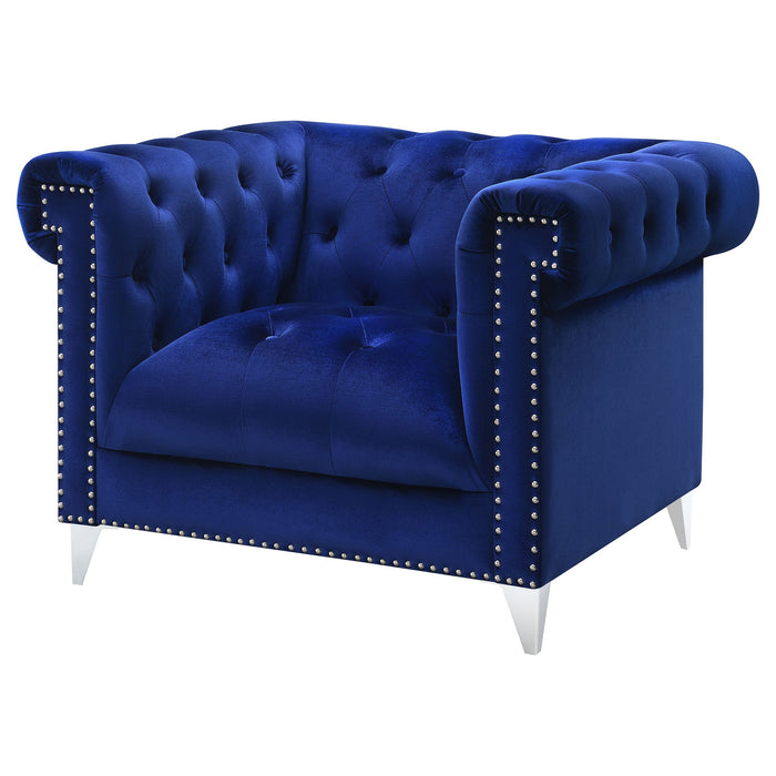 Coaster Bleker Tufted Tuxedo Arm Chair Blue Default Title