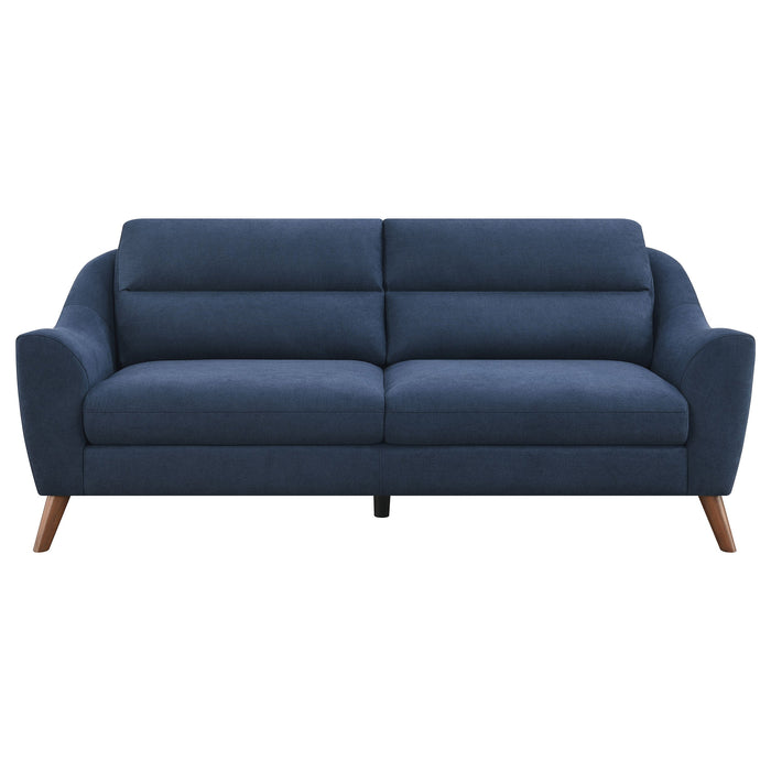 Coaster Gano 2-piece Sloped Arm Living Room Set Navy Blue Sofa+Loveseat+Armchair