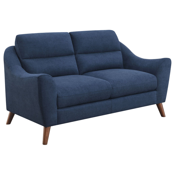 Coaster Gano 2-piece Sloped Arm Living Room Set Navy Blue Sofa+Loveseat+Armchair