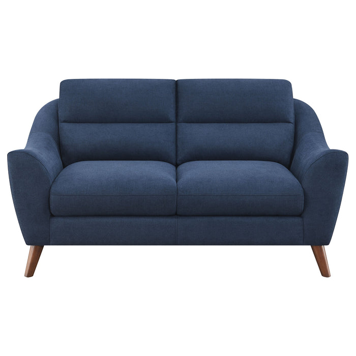 Coaster Gano 2-piece Sloped Arm Living Room Set Navy Blue Sofa+Loveseat+Armchair