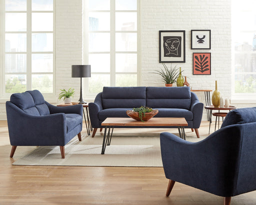 Coaster Gano 2-piece Sloped Arm Living Room Set Navy Blue Sofa+Loveseat