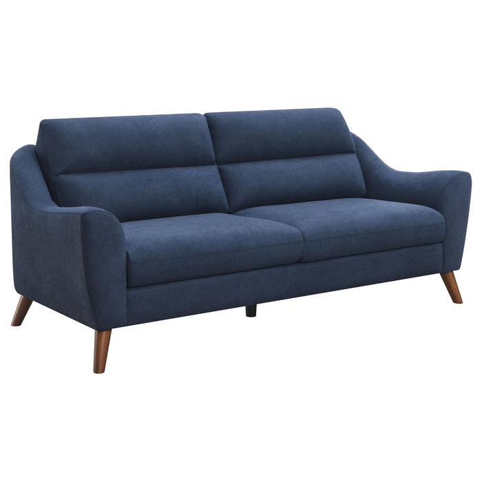 Coaster Gano 2-piece Sloped Arm Living Room Set Navy Blue Sofa+Loveseat+Armchair