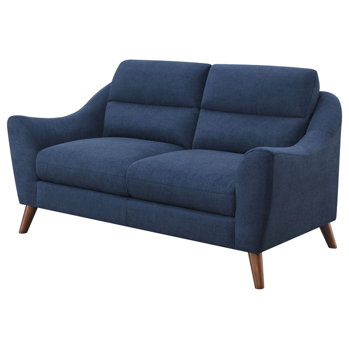 Coaster Gano Sloped Arm Upholstered Loveseat Navy Blue Default Title