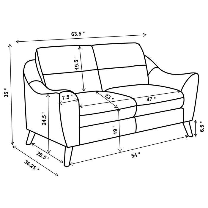 Coaster Gano Sloped Arm Upholstered Loveseat Navy Blue Default Title