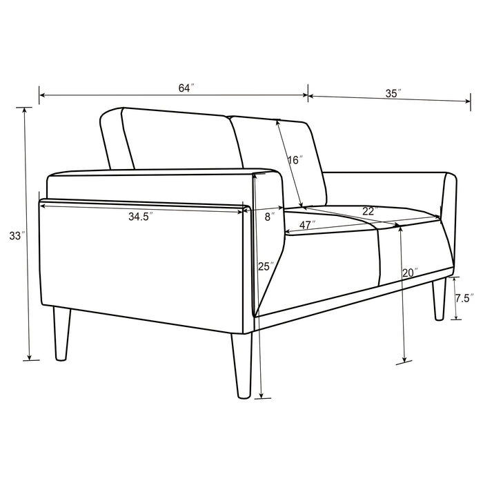 Coaster Rilynn 2-piece Upholstered Track Arms Sofa Set Brown Sofa+Loveseat+Armchair