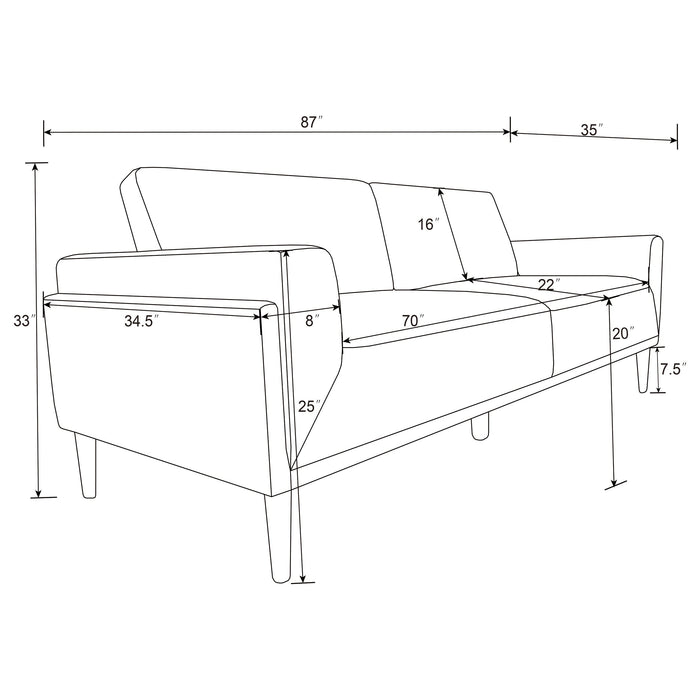 Coaster Rilynn 2-piece Upholstered Track Arms Sofa Set Grey