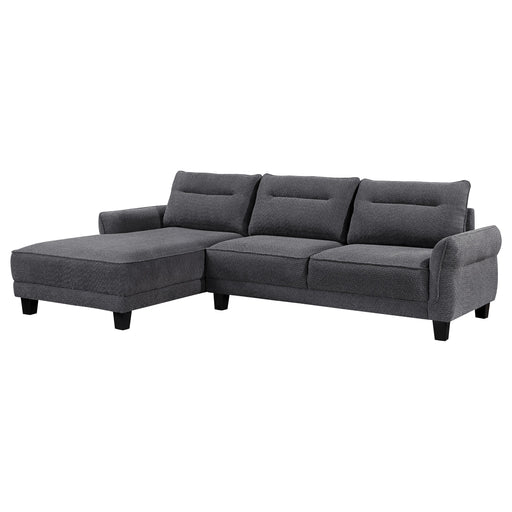 Coaster Caspian Upholstered Curved Arms Sectional Sofa Grey Default Title