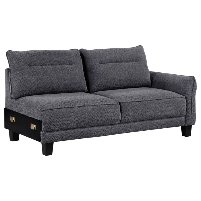 Coaster Caspian Upholstered Curved Arms Sectional Sofa Grey Default Title