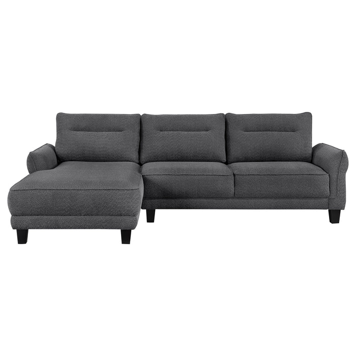 Coaster Caspian Upholstered Curved Arms Sectional Sofa Grey Default Title