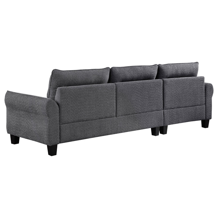 Coaster Caspian Upholstered Curved Arms Sectional Sofa Grey Default Title