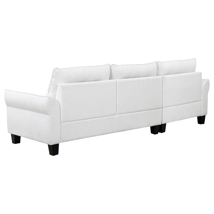 Coaster Caspian Upholstered Curved Arms Sectional Sofa White and Black Default Title