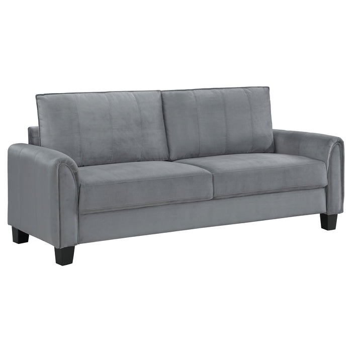 Coaster Davis 2-piece Upholstered Rolled Arm Sofa Grey Sofa+Loveseat+Armchair