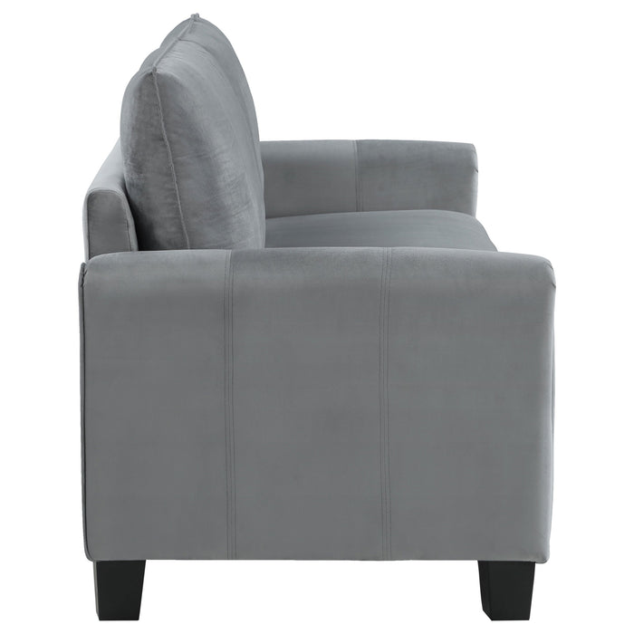 Coaster Davis 2-piece Upholstered Rolled Arm Sofa Grey Sofa+Loveseat+Armchair