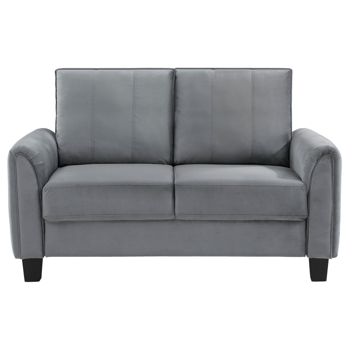 Coaster Davis 2-piece Upholstered Rolled Arm Sofa Grey Sofa+Loveseat+Armchair